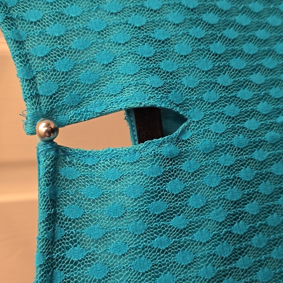 Christopher and Banks Blue Lace Short Sleeve Top, size PS - Picture 4 of 7